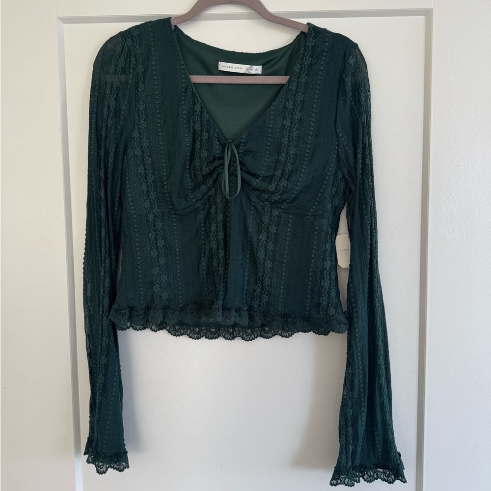 Altar'd State Deep Green Lace Blouse